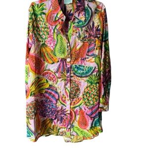 Anthropologie Multicolor Tropical Print Blouse